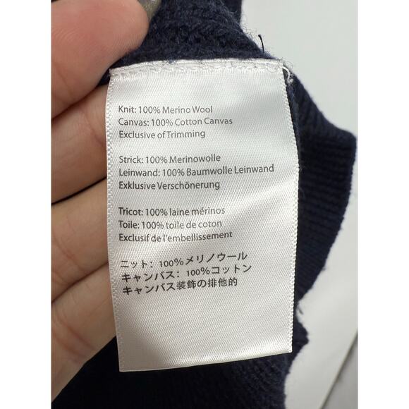 Alps & Meters Patrol Sweater Men’s M Navy Merino Wool Canvas Panel Ski Style - Picture 9 of 9